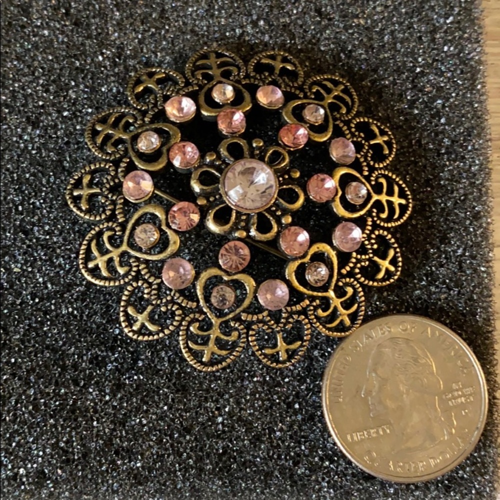 Pink Rhinestone Brooch - Picture 2 of 3